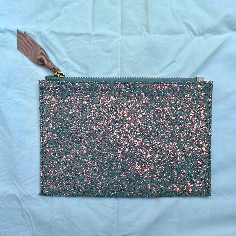 J. Crew Glittery Pink and Blue Clutch